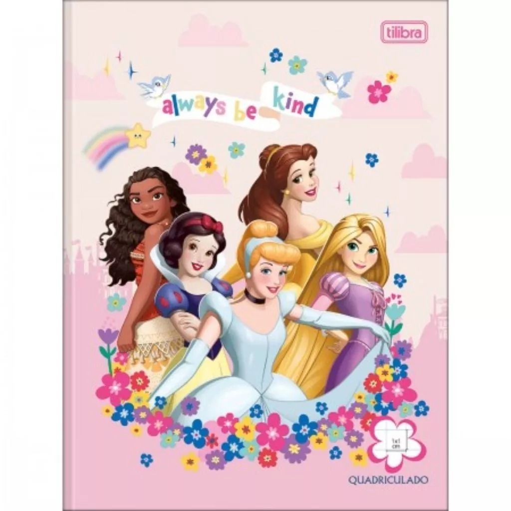 CADERNO QUADRICULADO 1X1 PRINCESAS